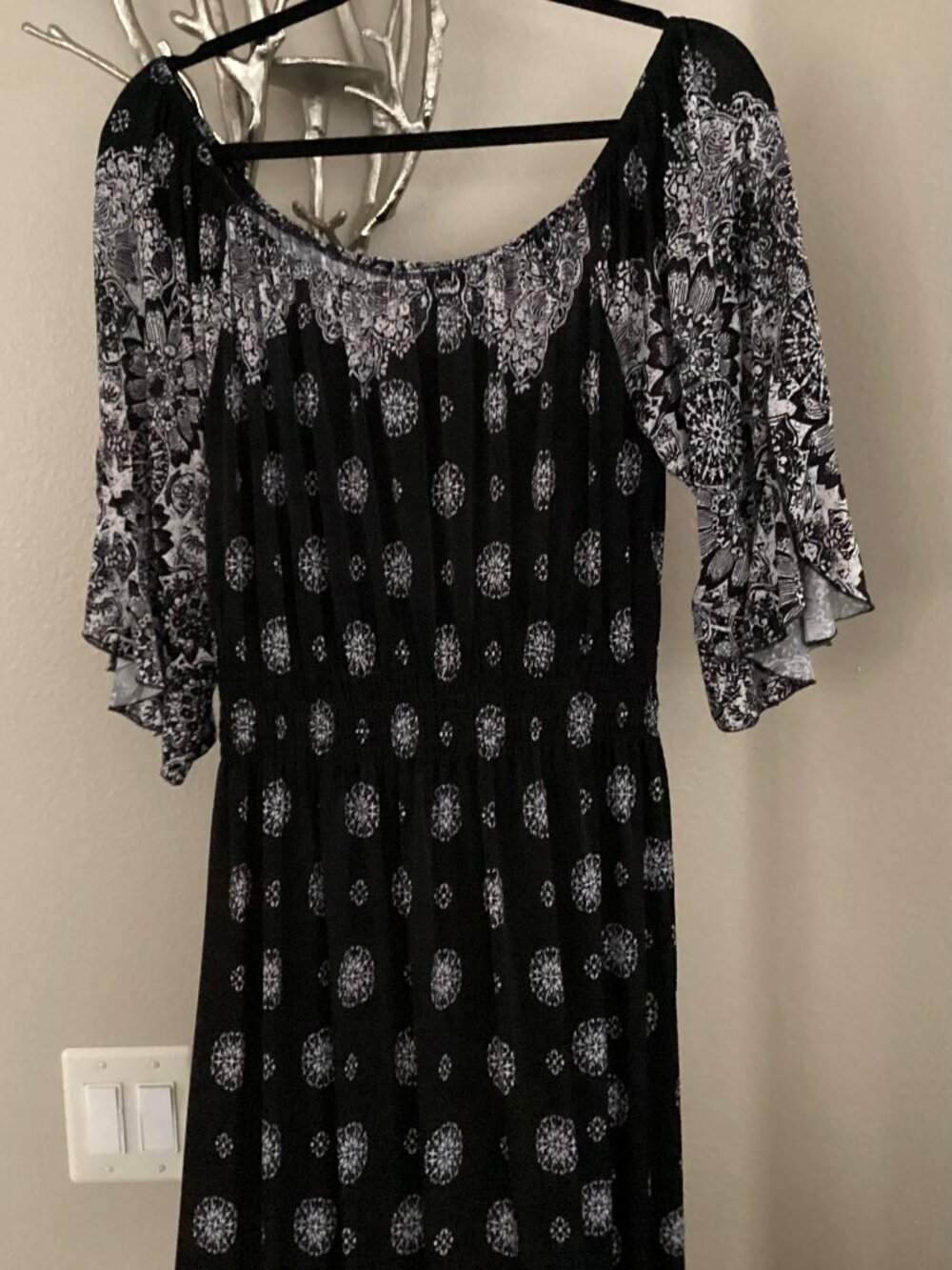 Ace Fashion black and white patterned maxi dress, size 3X